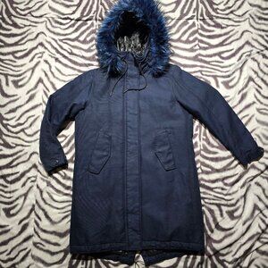 G-Star Raw Rovic BF padded faux fur Parka jacket women's size S blue
